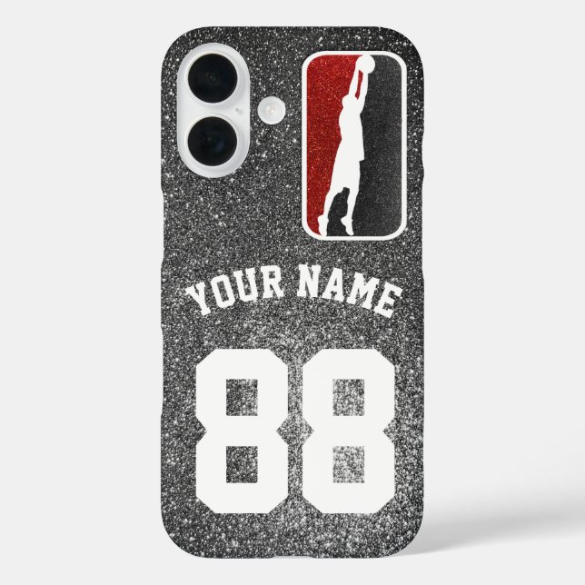 Red and Black Glitter Basketball Team Jersey Case-Mate iPhone Case (Back)