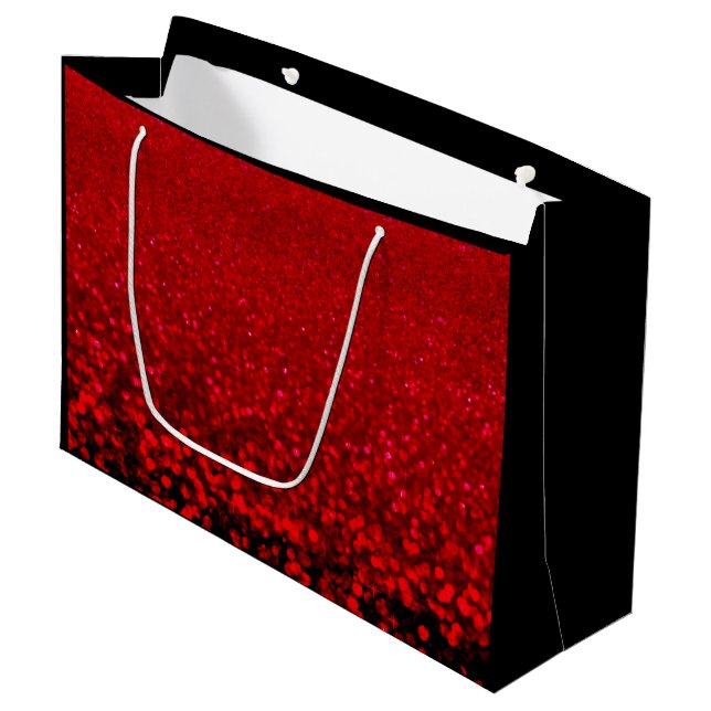 Red and black glitter Ombre Large Gift Bag (Front Angled)