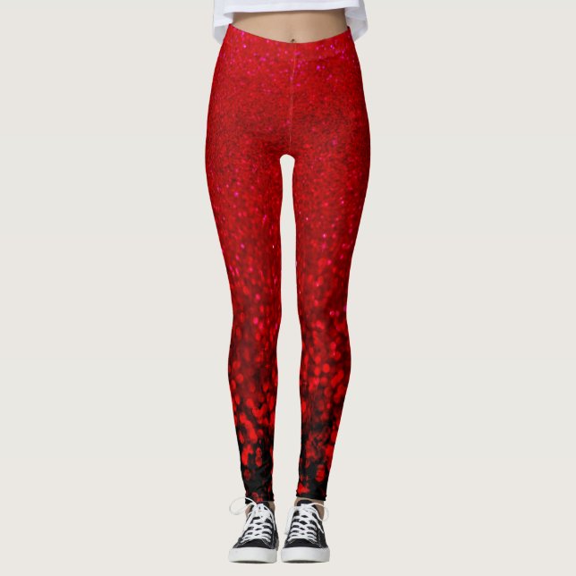 Red and black glitter Ombre Leggings (Front)