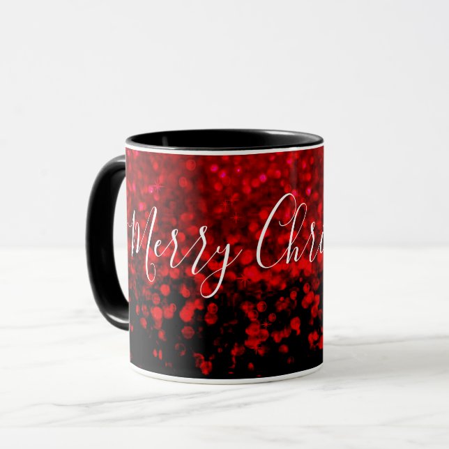Red and black glitter Ombre Mug (Front Left)