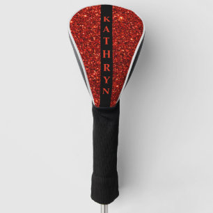 Red and Black Glitter Personalised Golf Head Cover