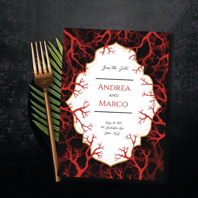 Red and Black Gothic Dark Wedding Invitation (Creator Uploaded)