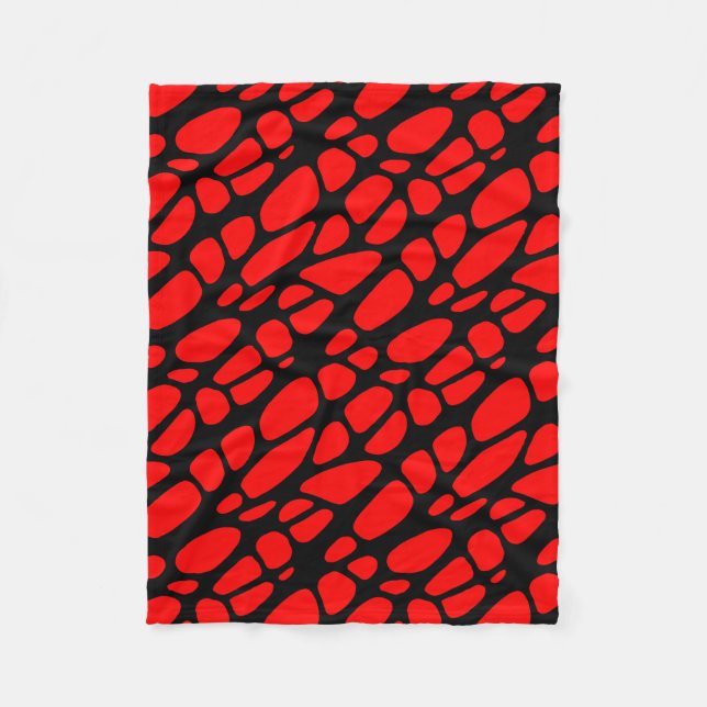 Red and Black Gothic Organic Web Pattern Fleece Blanket (Front)