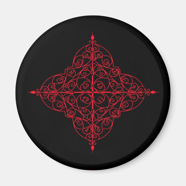 Red and black gothic ornamental magnet (Front)