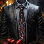 Red and Black Gothic Santa Skulls Festive Gothmas  Tie<br><div class="desc">Show your holiday style with our dark and gothic-themed men's Christmas tie. This unique accessory is perfect for adding an offbeat and festive twist to your work attire. Stand out at office parties, festive gatherings. Our special gothic design tie is perfect, whether you're attending a gothic Christmas wedding or just...</div>