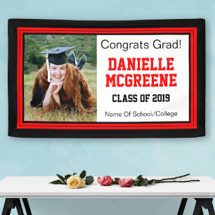 Red and Black Grad One Photo Banner