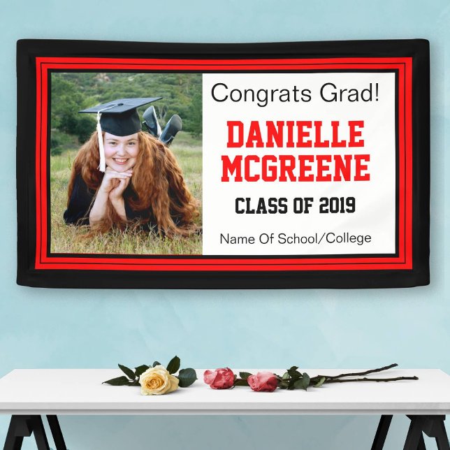 Red and Black Grad One Photo Banner (Creator Uploaded)