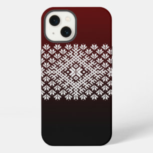 Red and Black gradient and white Nordic Design iPhone 13 Case