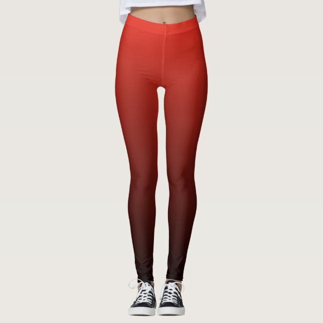 Red And Black Gradient Modern Trendy Leggings (Front)