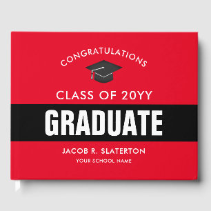 Red and Black Graduation Personalised Guest Book