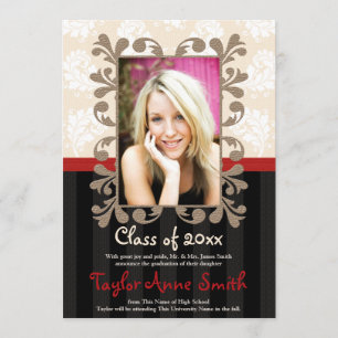 Red and Black Graduation Photo Announcement