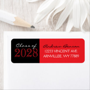 Red and Black Graduation Return Address Labels