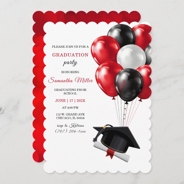 Red and Black Graduation Template (Front/Back)
