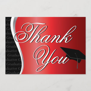 Red and Black Graduation Thank You