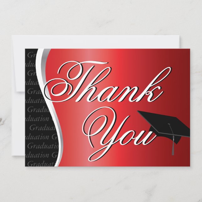 Red and Black Graduation Thank You (Front)