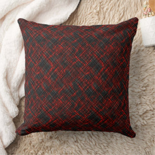 Red and black grid pattern cushion