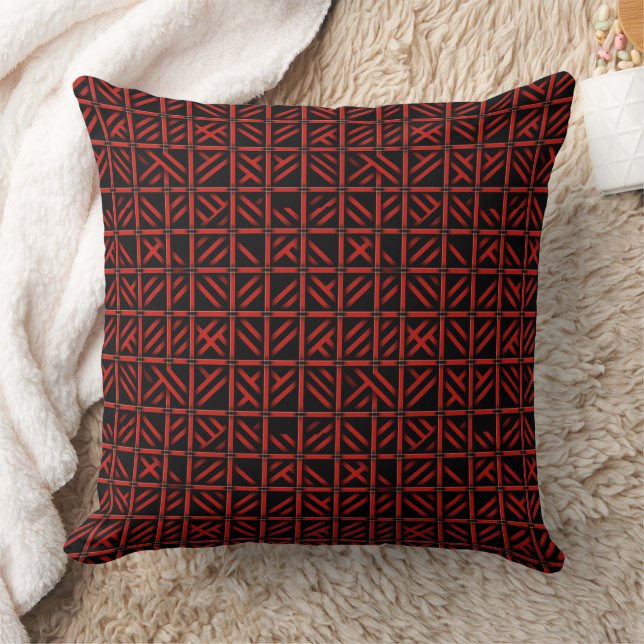 Red and black grid pattern  cushion (Blanket)