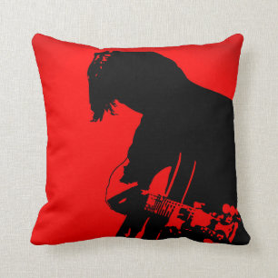 Red and Black Guitar Player Pillow