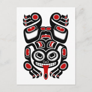 Red and Black Haida Spirit Tree Frog Postcard