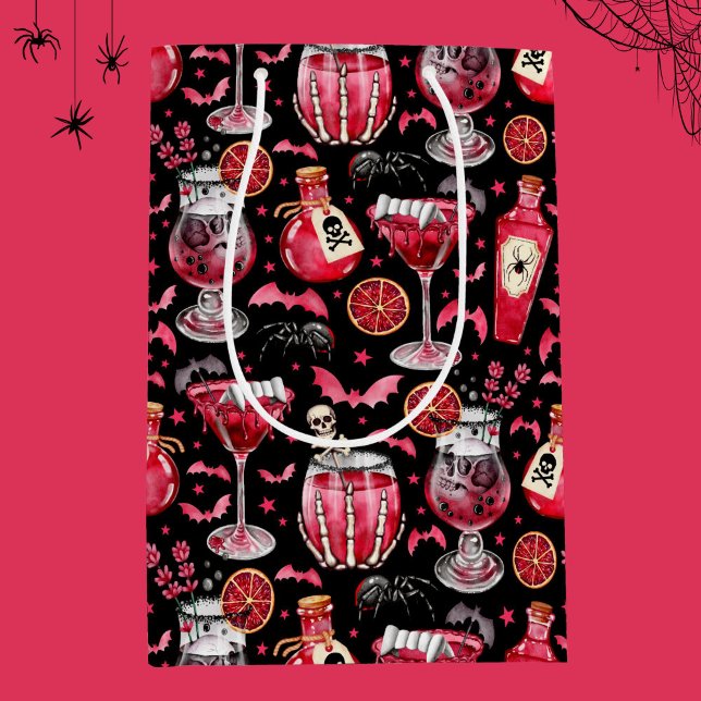 Red and Black Halloween Cocktails and Potions Medium Gift Bag (Red and Black Halloween Cocktails and Potions Medium Gift Bag)