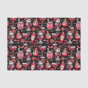 Red and Black Halloween Cocktails and Potions Tissue Paper