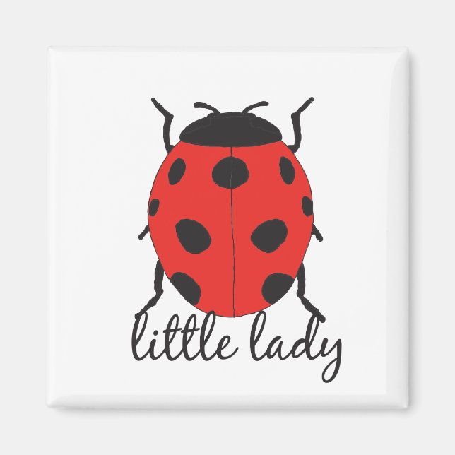 Red and Black Hand Drawn Baby Ladybug Cute Bug Magnet (Front)
