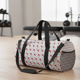 Red and Black Hand Drawn Doodle Hearts Duffle Bag