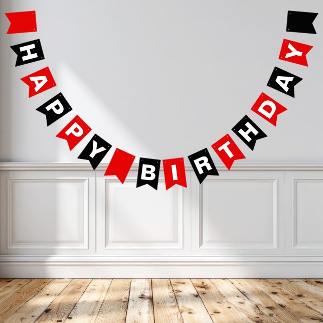 Red and Black Happy Birthday Bunting (Creator Uploaded)
