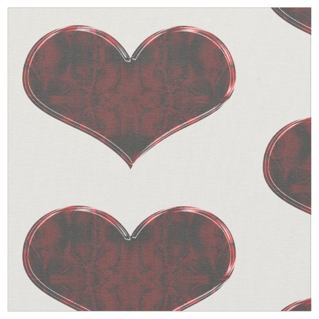 red and black heart fabric (Close Up)