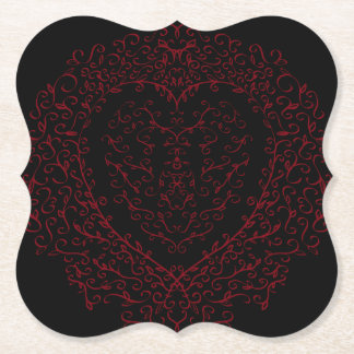 Red and Black Heart Gothic Wedding Coasters