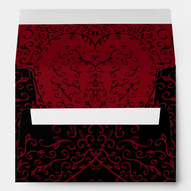 Red and Black Heart Gothic Wedding Envelopes (Back (Bottom))