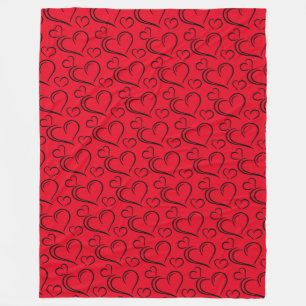 Red and black heart large sherpa blanket