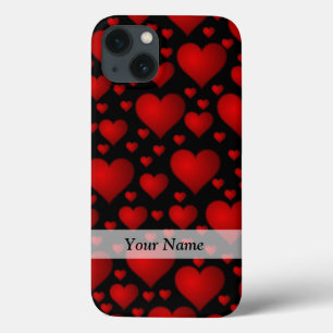 Red and black heart pattern iPhone 13 case