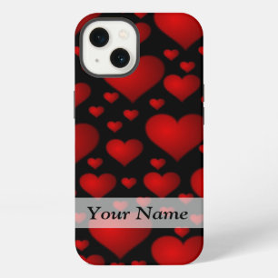 Red and black heart pattern iPhone 13 case