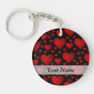 Red and black heart pattern key ring