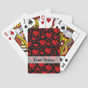 Red and black heart pattern playing cards