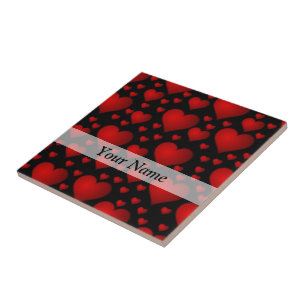Red and black heart pattern tile