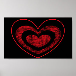 Red and Black Heart Poster Wall Hanging