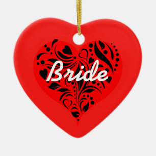 Red And Black Hearts Bride Ornament