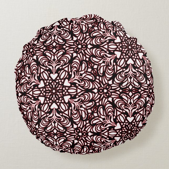 Red and Black hearts design Throw Pillow (Back)