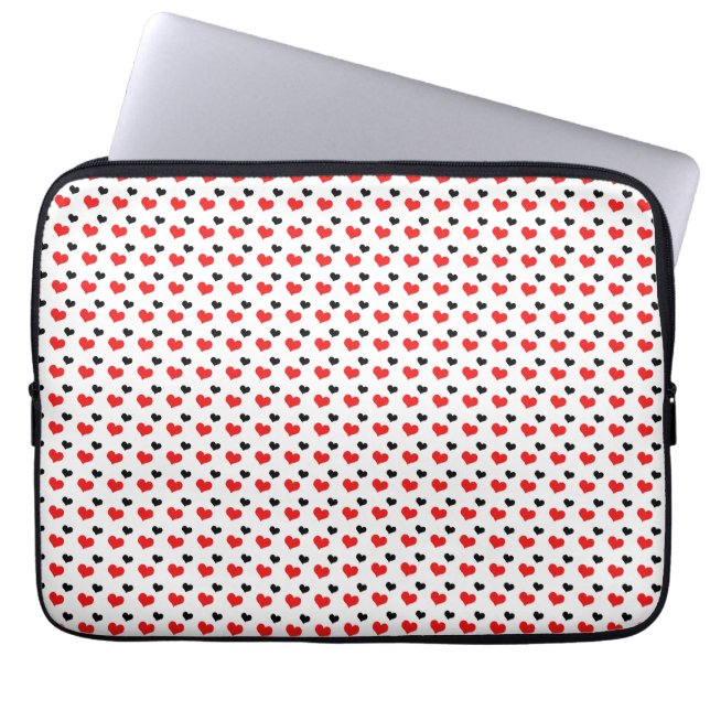 Red and black hearts laptop sleeve (Front)