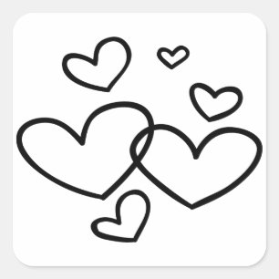 Red And Black Hearts Love Wedding / Engagemetn Square Sticker