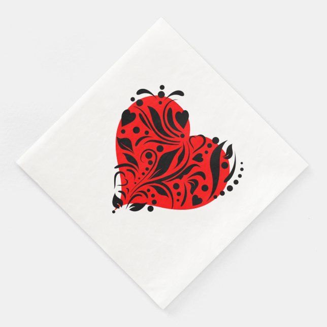 Red And Black Hearts Napkin (Corner)