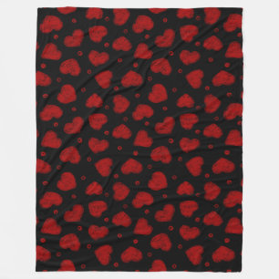 Red and Black Hearts pattern Fleece Blanket