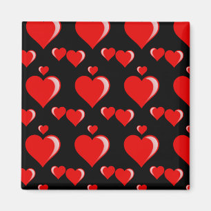 Red and Black Hearts Valentine's Day Pattern Magnet