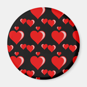 Red and Black Hearts Valentine's Day Pattern Magnet
