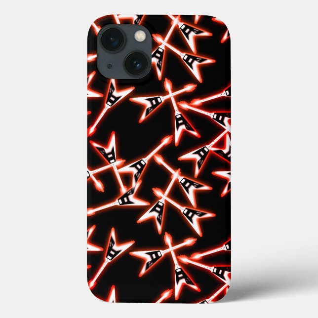Red and Black Heavy Metal Electric Guitar Pattern Case-Mate iPhone Case (Back)