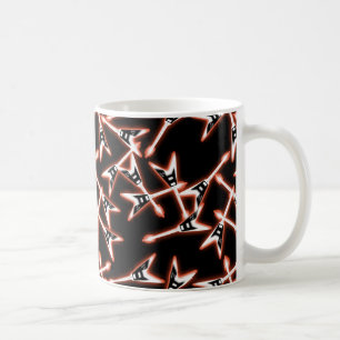 Red and Black Heavy Metal Electric Guitar Pattern Coffee Mug