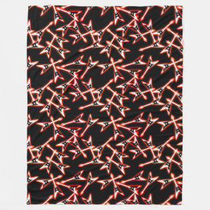 Red and Black Heavy Metal Electric Guitar Pattern Fleece Blanket