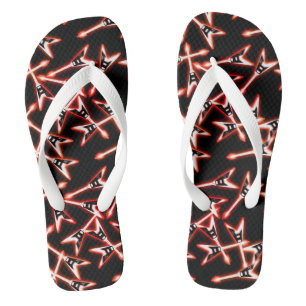 Red and Black Heavy Metal Electric Guitar Pattern Jandals